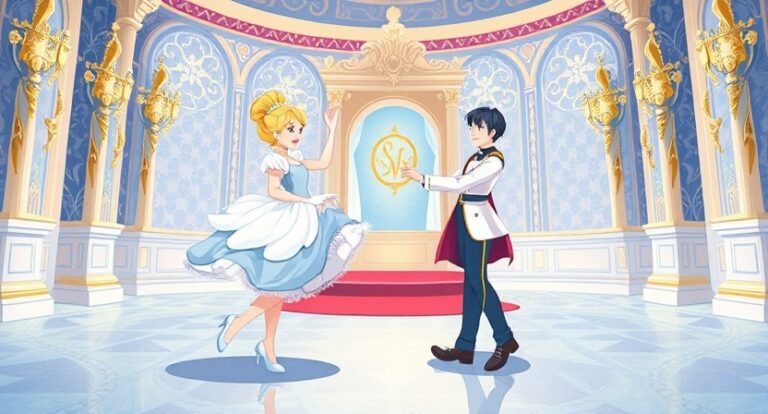 Cinderella and her glass slipper.