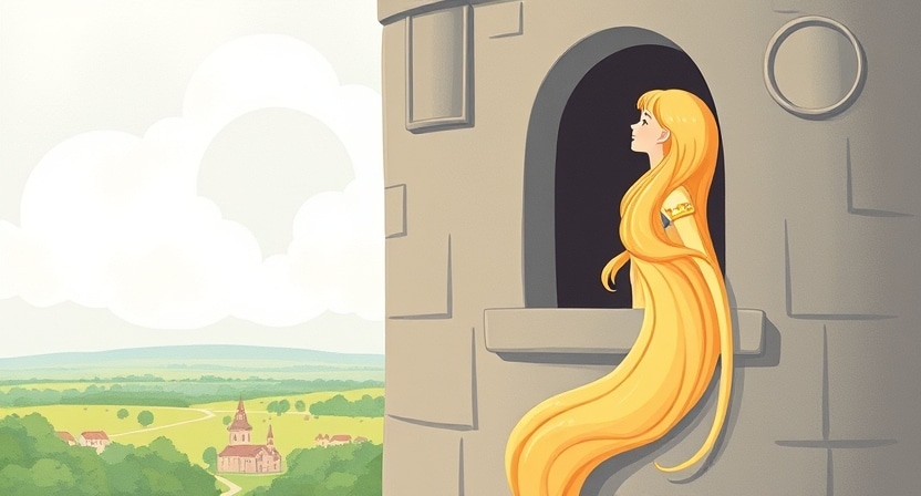 Rapunzel story in hind of long hair and magical child.